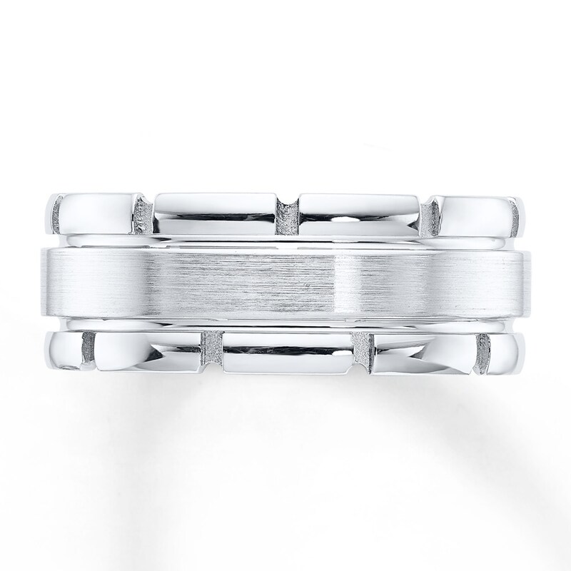 Men's Wedding Band 10K White Gold 8mm
