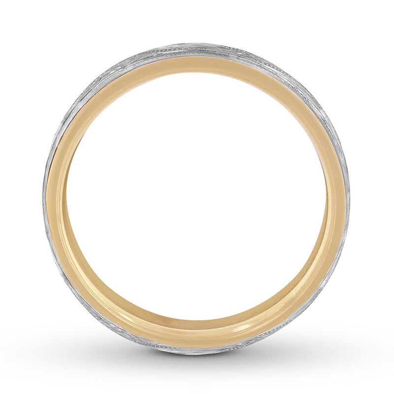 Carved Wedding Band 14K Two-Tone Gold 7mm