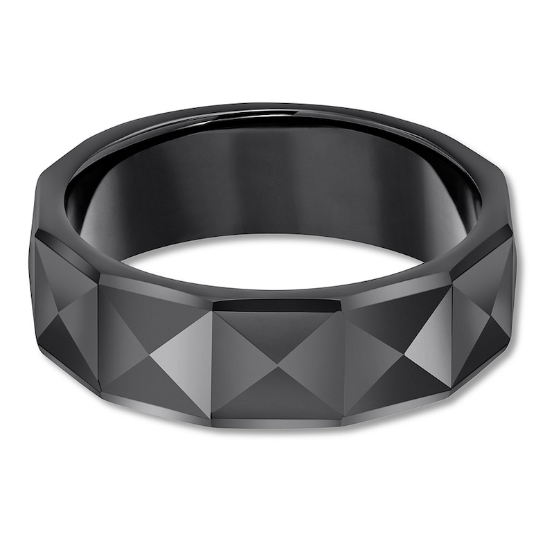 7mm Wedding Band Black Tungsten Carbide