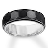 Thumbnail Image 0 of 7mm Faceted Wedding Band Black & White Tungsten Carbide
