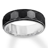 Thumbnail Image 1 of Now + Forever 7mm Faceted Wedding Band Black & White Tungsten Carbide