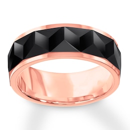 Now + Forever 8mm Faceted Wedding Band Black & Rose Tungsten Carbide