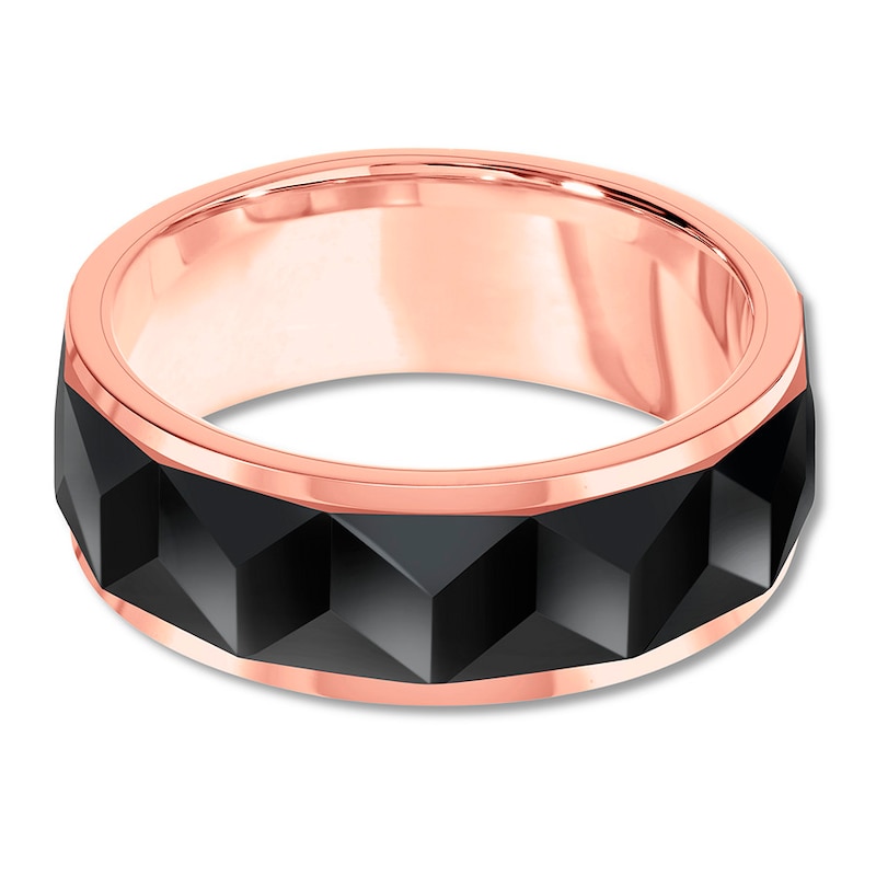 Main Image 2 of Now + Forever 8mm Faceted Wedding Band Black & Rose Tungsten Carbide