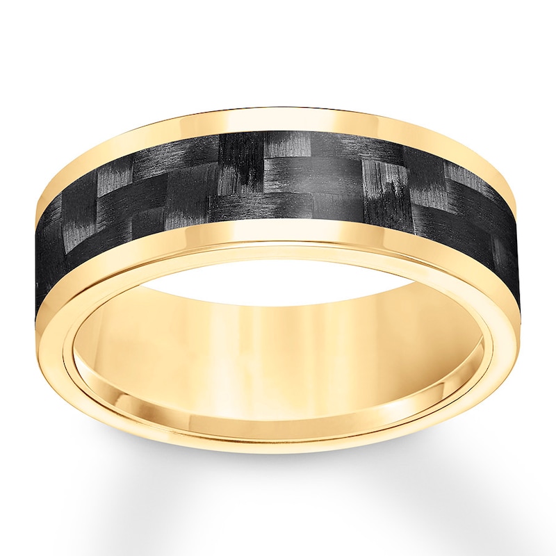 8mm Wedding Band Yellow Tungsten Carbide