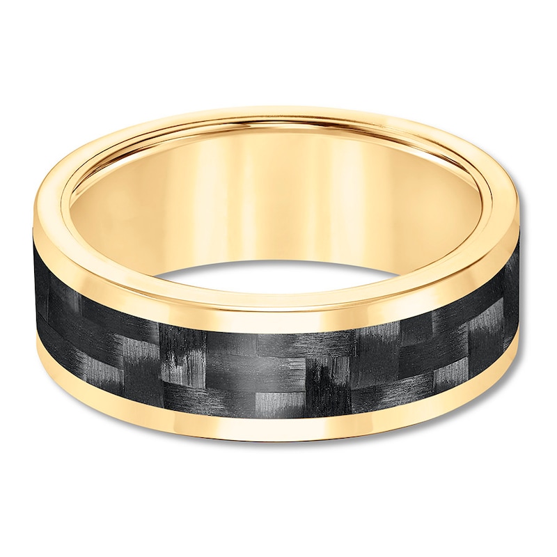 8mm Wedding Band Yellow Tungsten Carbide