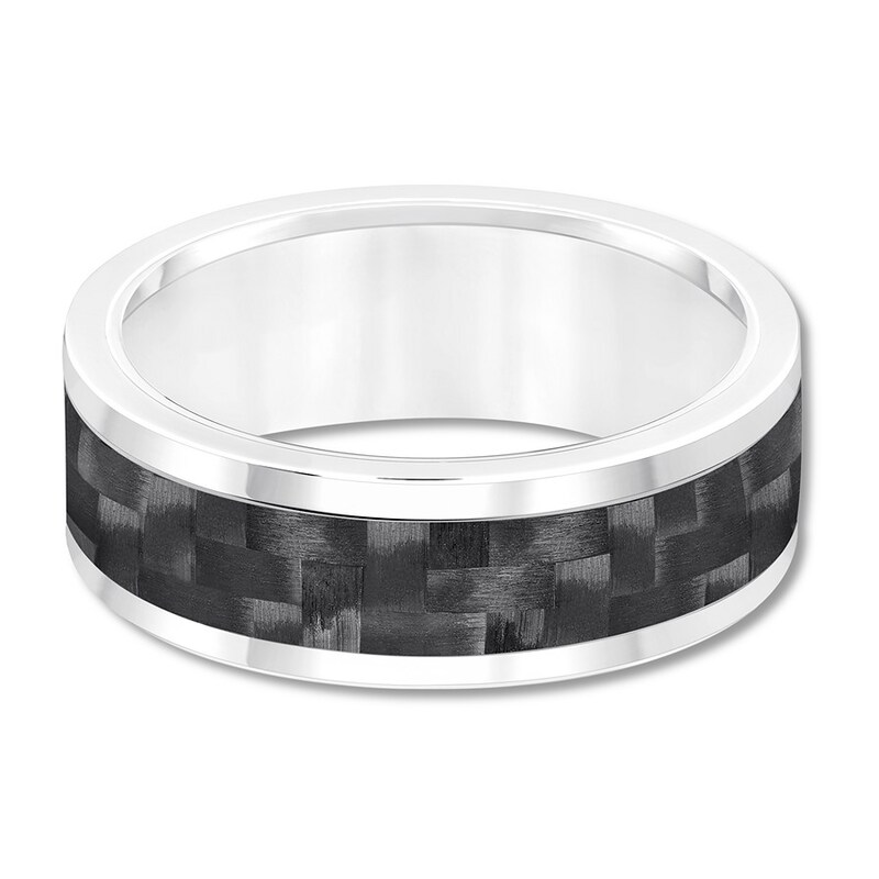 8mm Wedding Band White Tungsten Carbide