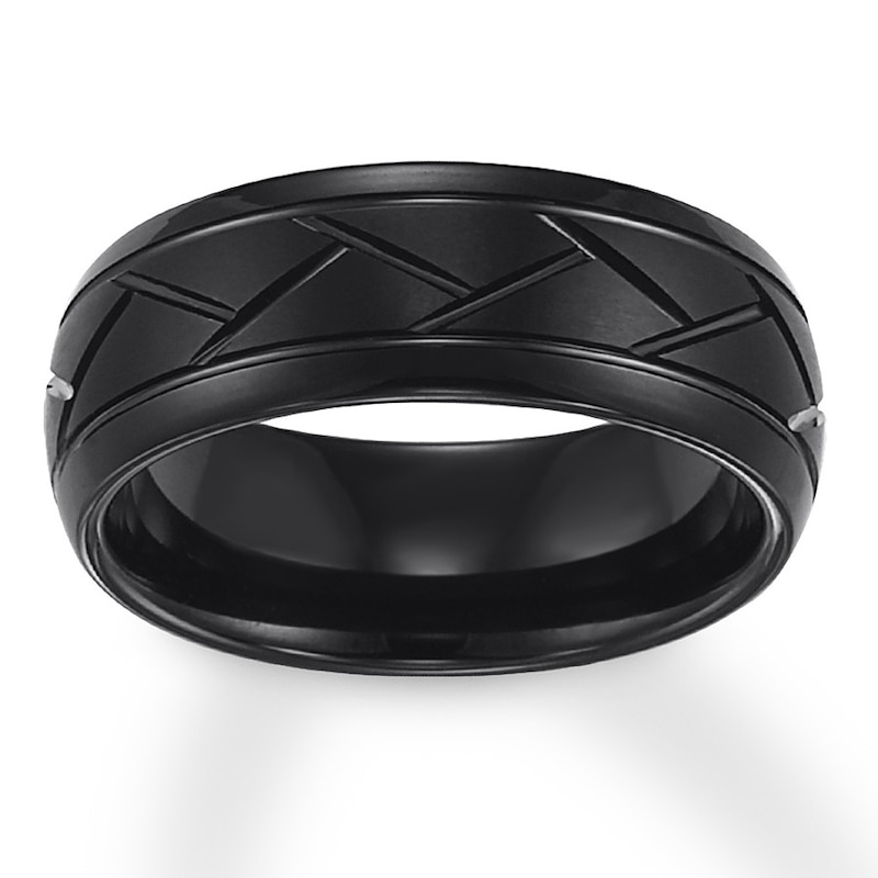 Main Image 1 of Now + Forever 8mm Wedding Band Black Tungsten Carbide