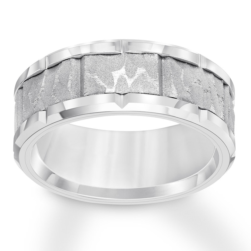 Main Image 1 of Now + Forever 9mm Wedding Band Gray & White Tungsten Carbide