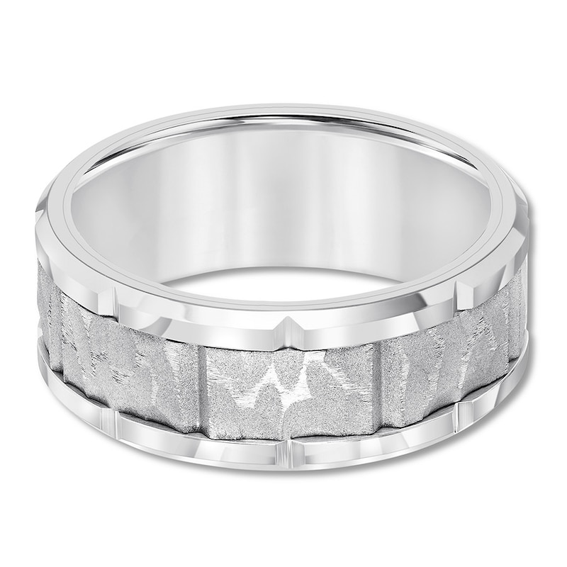 Main Image 2 of Now + Forever 9mm Wedding Band Gray & White Tungsten Carbide