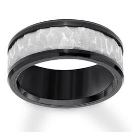 9mm Wedding Band Black/Gray Tungsten Carbide