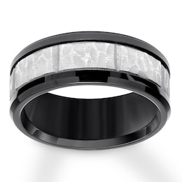 Now + Forever 9mm Wedding Band Black & Gray Tungsten Carbide