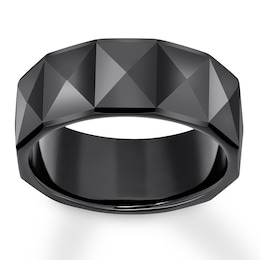 Now + Forever 9mm Faceted Wedding Band Black Tungsten Carbide