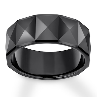 Now + Forever 9mm Faceted Wedding Band Black Tungsten Carbide