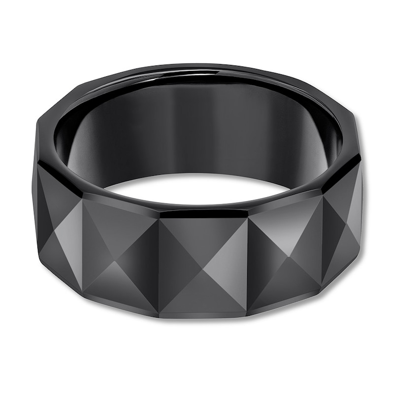 Main Image 2 of Now + Forever 9mm Faceted Wedding Band Black Tungsten Carbide