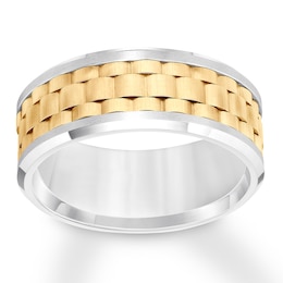 Now + Forever 9mm Wedding Band White & Yellow Tungsten Carbide