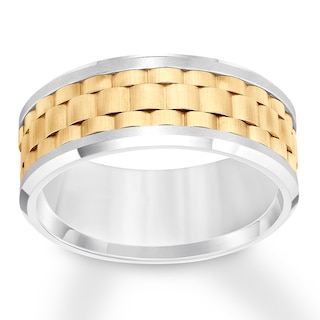 Now + Forever 9mm Wedding Band White & Yellow Tungsten Carbide