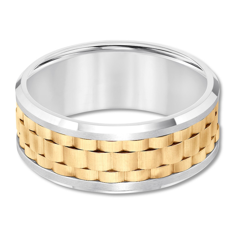Main Image 2 of Now + Forever 9mm Wedding Band White & Yellow Tungsten Carbide