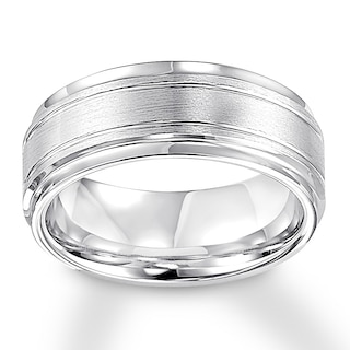 Now + Forever 9mm Wedding Band White Tungsten Carbide