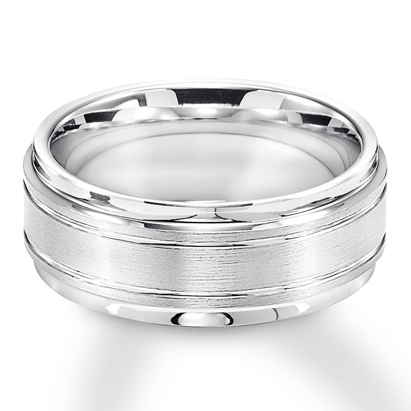 9mm Wedding Band White Tungsten Carbide