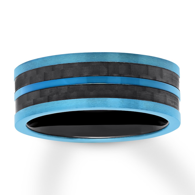 Men's Wedding Band Black/Blue Ion-Plated Stainless Steel 7.75mm