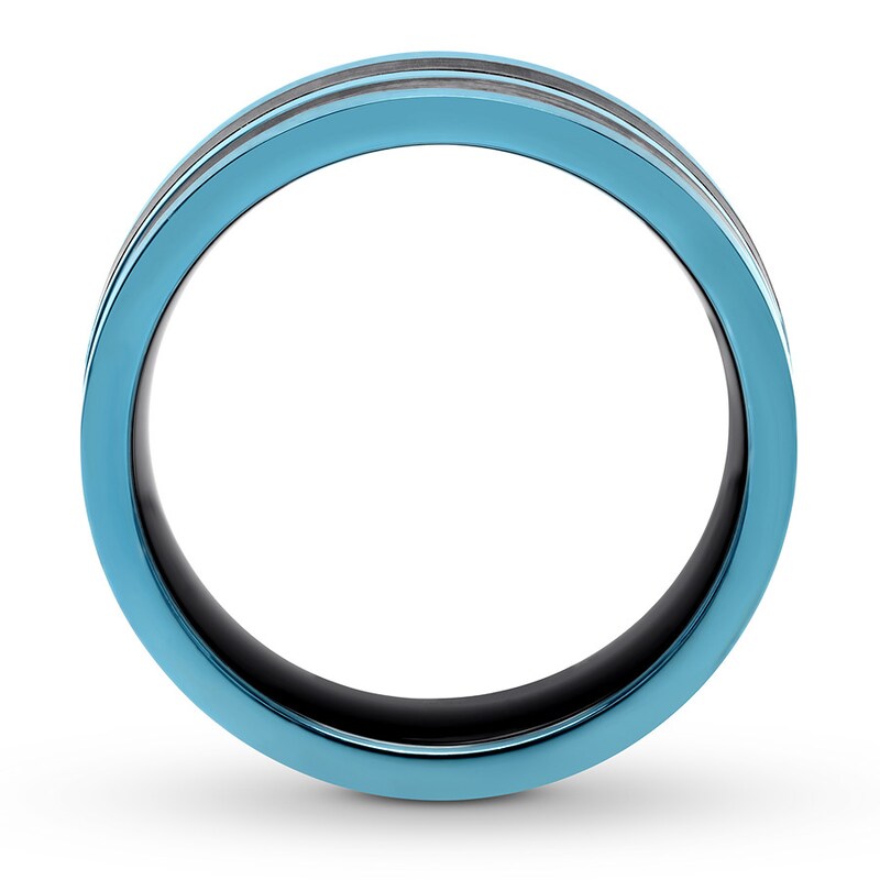 Men's Wedding Band Black/Blue Ion-Plated Stainless Steel 7.75mm