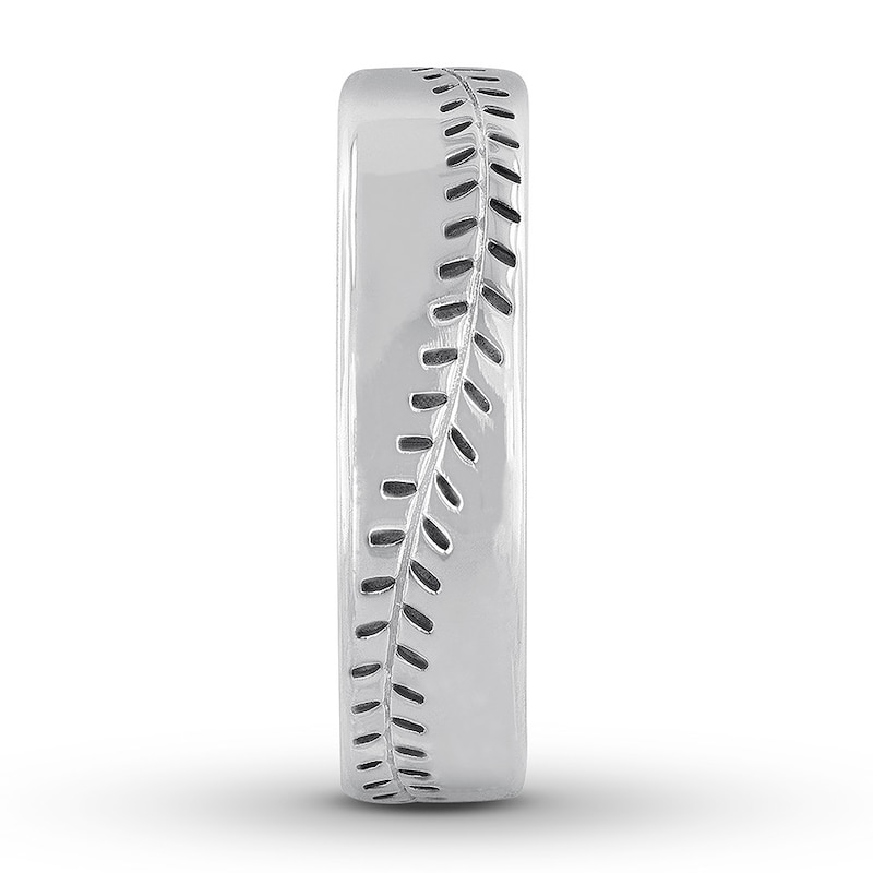 Main Image 3 of Now + Forever Baseball Wedding Band 10K White Gold 6mm