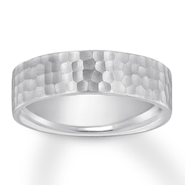 Now + Forever Hammered Wedding Band 10K White Gold 6mm