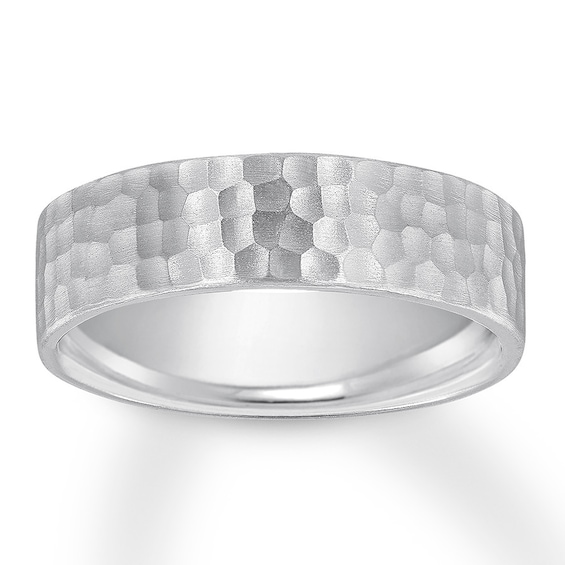 Now + Forever Hammered Wedding Band 10K White Gold 6mm
