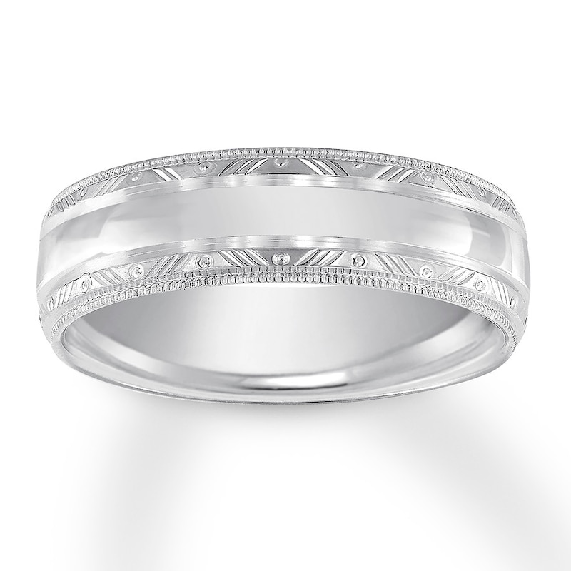 Main Image 1 of Now + Forever Engraved Wedding Band 14K White Gold 6mm