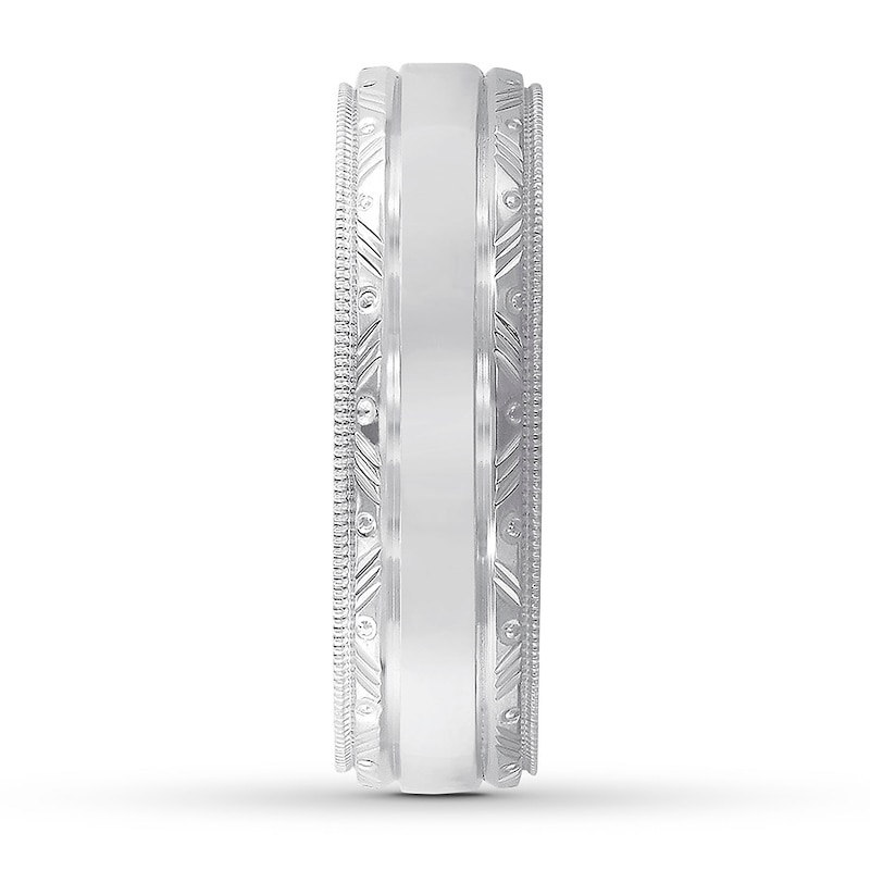 Main Image 3 of Now + Forever Engraved Wedding Band 14K White Gold 6mm