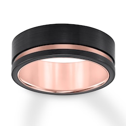 Men's Wedding Band Black & Rose Tungsten Carbide 8mm - Size 10