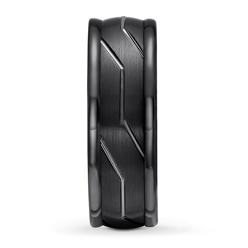 Men's Wedding Band Black Tungsten Carbide 8mm