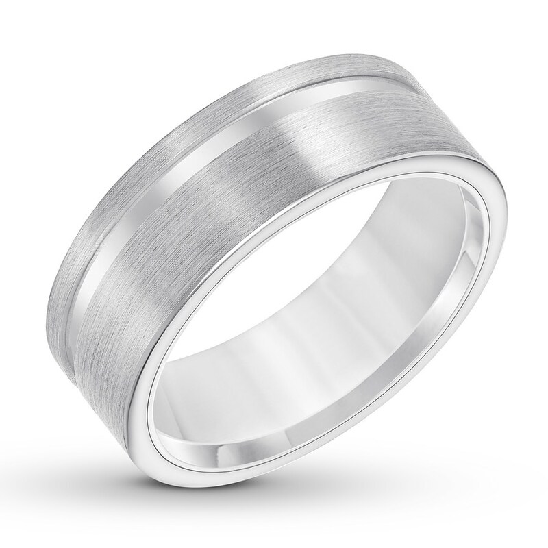 8mm Wedding Band White Tungsten Carbide