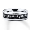 8mm Wedding Band Heartbeat Stainless Steel