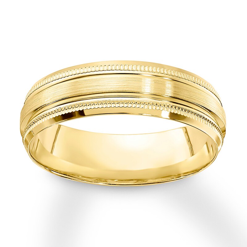 Men S Satin Wedding Band 10k Yellow Gold 6mm Kay