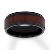 Thumbnail Image 0 of Men's Wood Design Wedding Band Black Ion-Plated Stainless Steel