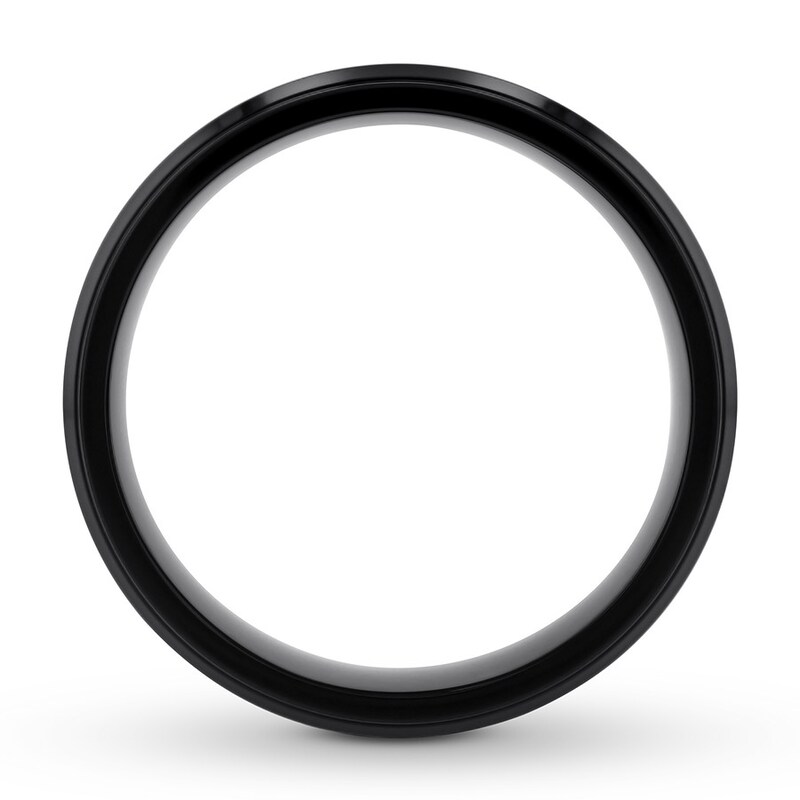 Main Image 2 of Now + Forever Men's Wood Design Wedding Band Black Ion-Plated Stainless Steel