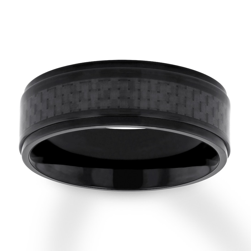 Men's Wedding Band Black Ion-Plated Titanium 8mm
