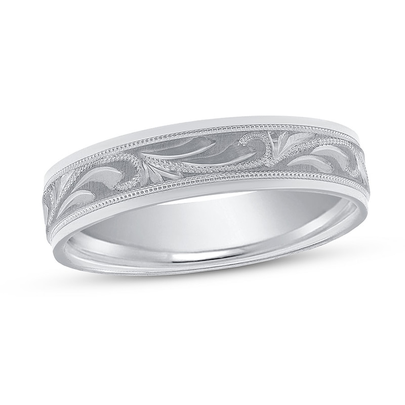Main Image 1 of Now + Forever Engraved Wedding Band Platinum 5mm