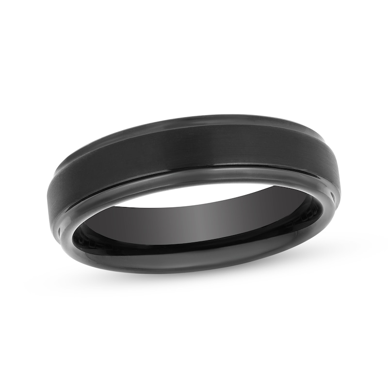 Main Image 1 of 6mm Wedding Band Black Tungsten Carbide Size 10