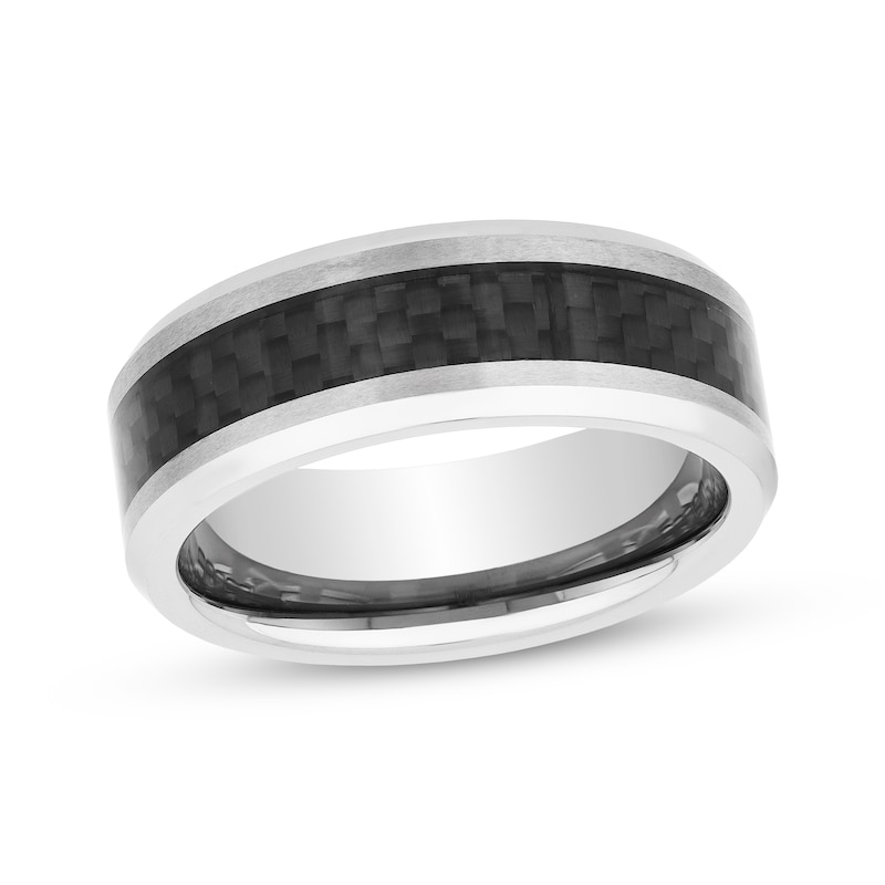 Main Image 1 of 8mm Wedding Band Tungsten Carbide Carbon Fiber Size 10