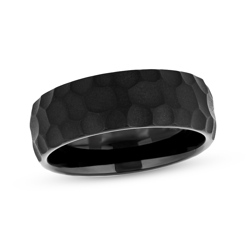 Wedding Band Hammered Tungsten 8mm