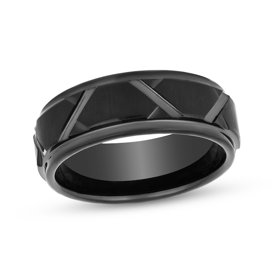 8mm Wedding Band Black Tungsten Carbide Size 10