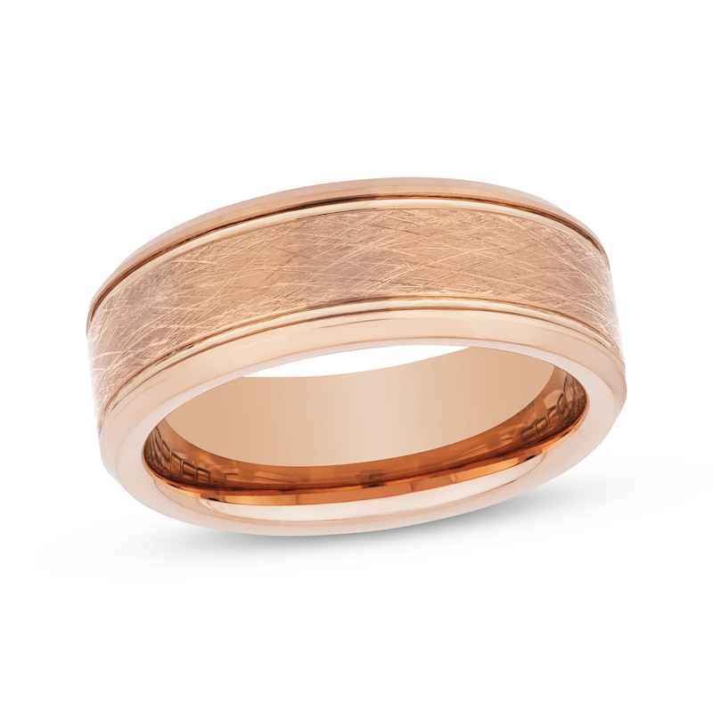 8mm Wedding Band Rose Tungsten Carbide