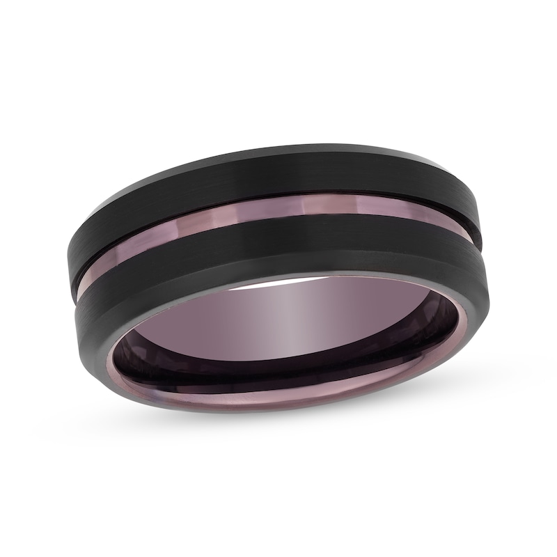 Main Image 1 of Now + Forever Wedding Band Black & Brown Tungsten Carbide 8mm