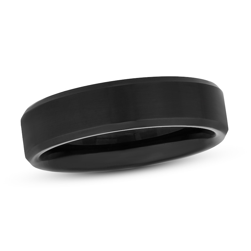 Main Image 1 of Now + Forever 6mm Satin Wedding Band Black Tungsten Carbide