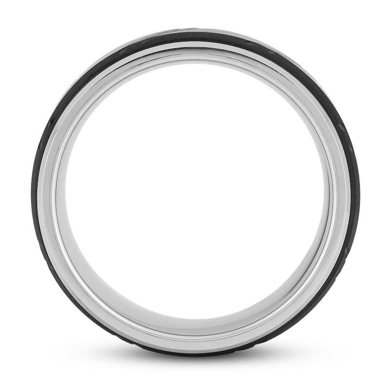 Main Image 3 of Now + Forever 9mm Wedding Band Black & White Tungsten Carbide
