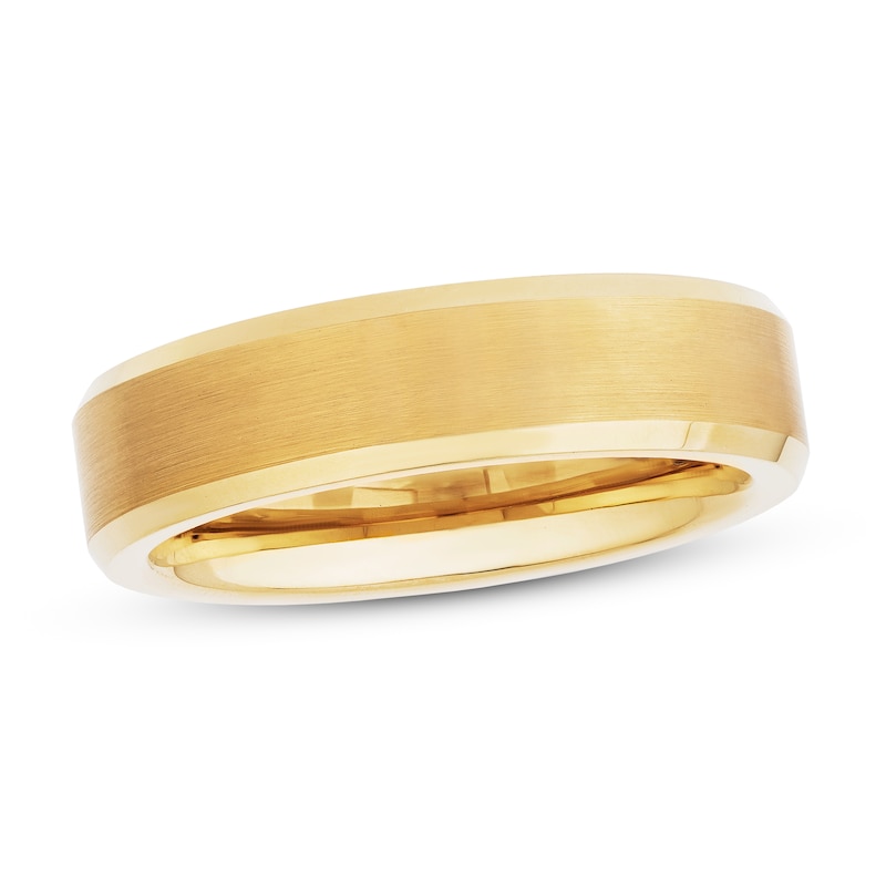 Main Image 1 of Now + Forever 6mm Brushed Wedding Band Yellow Tungsten Carbide