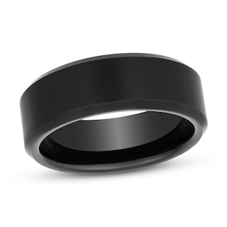 Now + Forever Beveled Wedding Band Black Tungsten Carbide 8mm