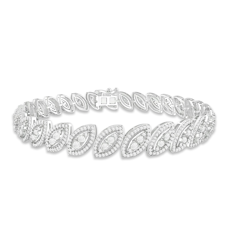 Main Image 1 of Diamond Marquise Link Bracelet 1/2 ct tw Sterling Silver 7.25"